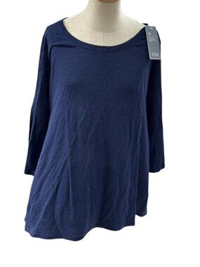 Eileen Fisher Midnight Blue NEW NWT SCPNK 3/4 sleeve flare hem top XL